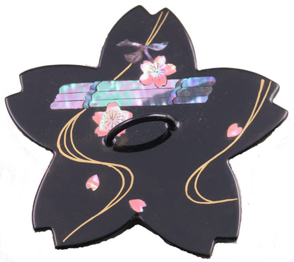 燗鍋　桜　黒漆 花筏