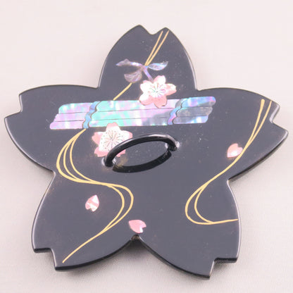 燗鍋　桜　黒漆 花筏