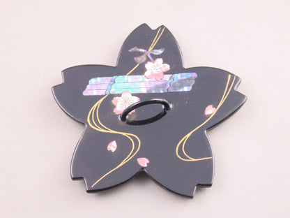 燗鍋　桜　黒漆 花筏