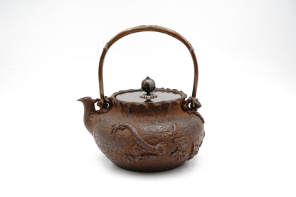 Kibundo copy Treasure bag shaped iron kettle with cloud dragon pattern