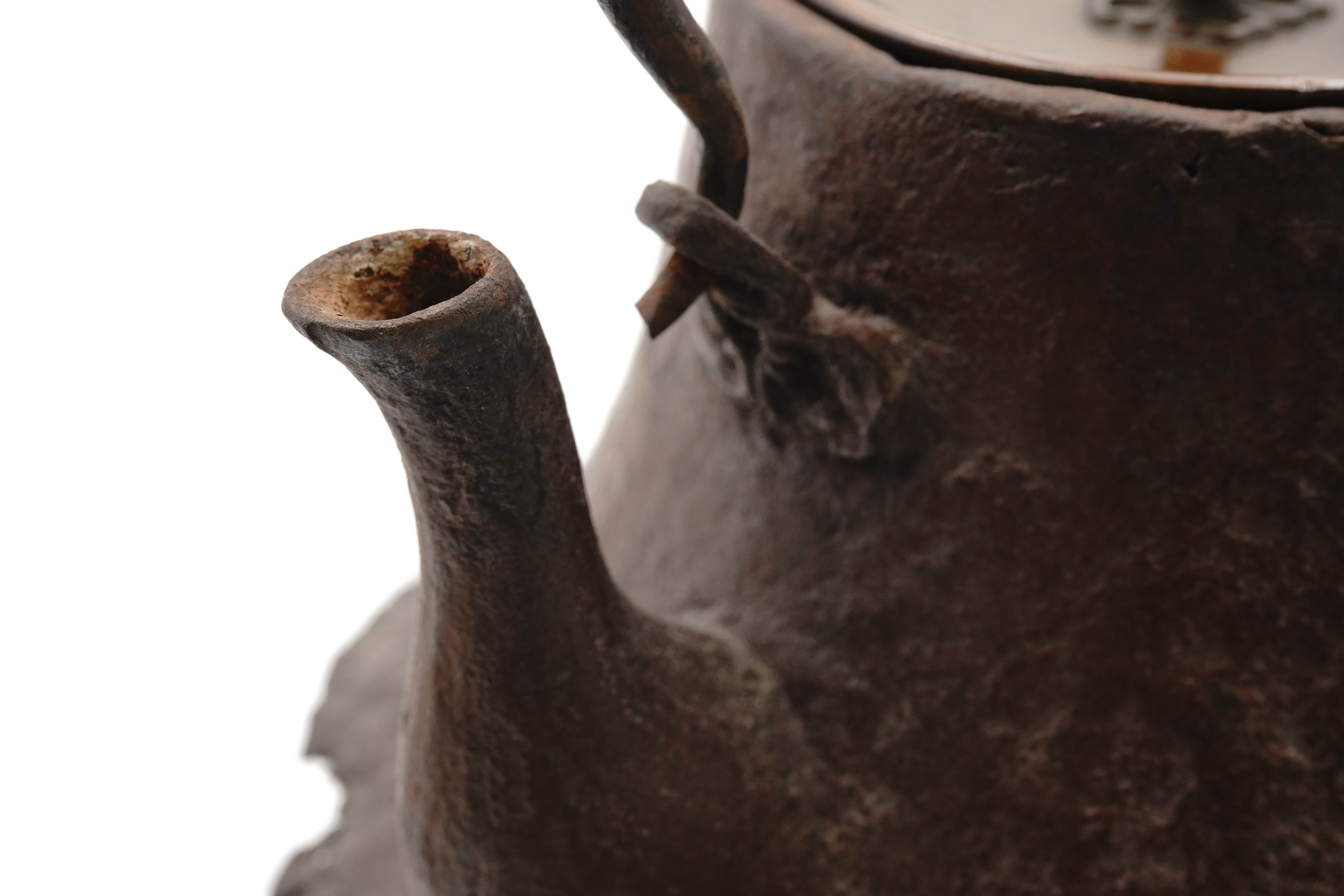 First generation Shunsai Hata Fuji-shaped Odari iron kettle