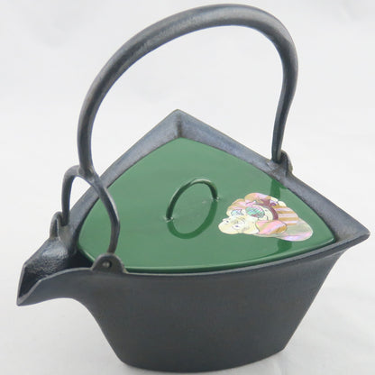 燗鍋　三角　緑漆　布袋
