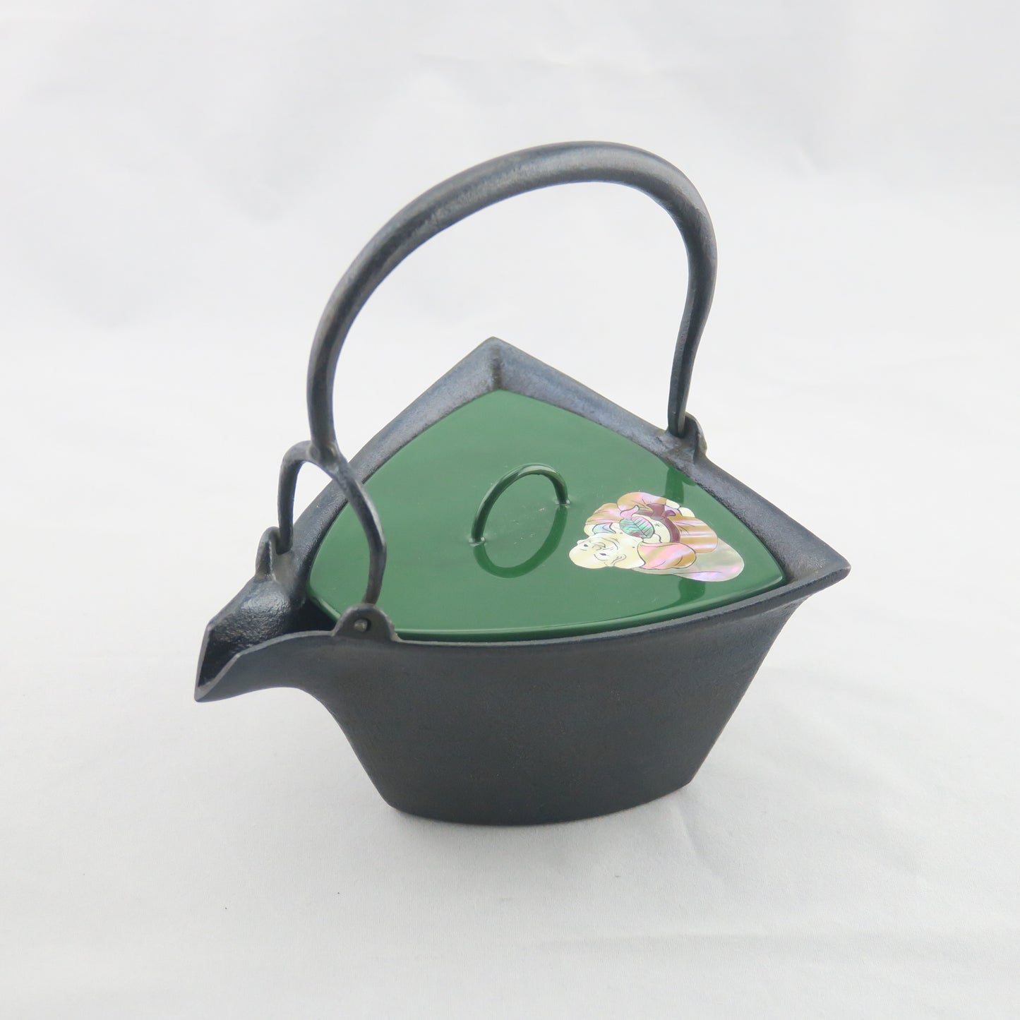 燗鍋　三角　緑漆　布袋