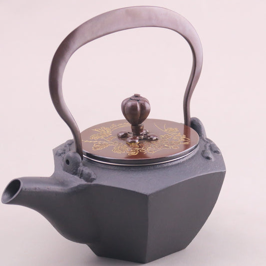 小鉄瓶　瓢形 秋草 金蒔絵