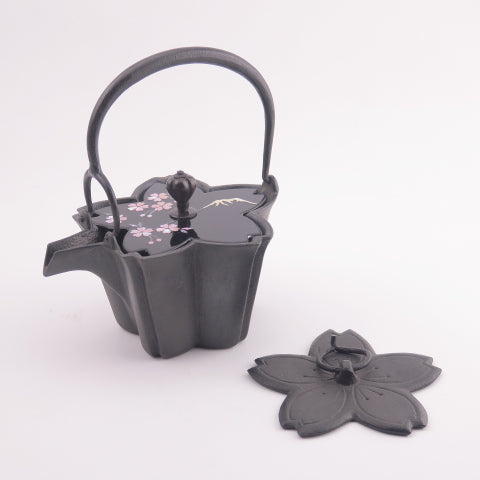 燗鍋  桜　黒漆 富士桜