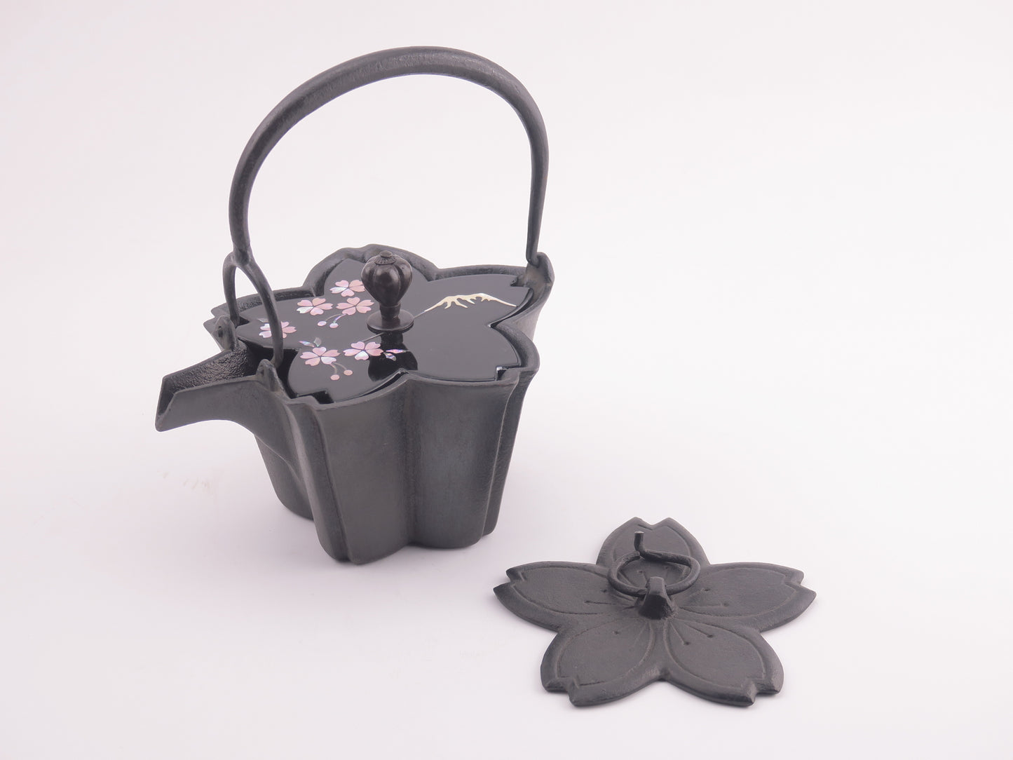 燗鍋  桜　黒漆 富士桜