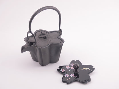燗鍋  桜　黒漆 富士桜