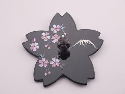 燗鍋  桜　黒漆 富士桜