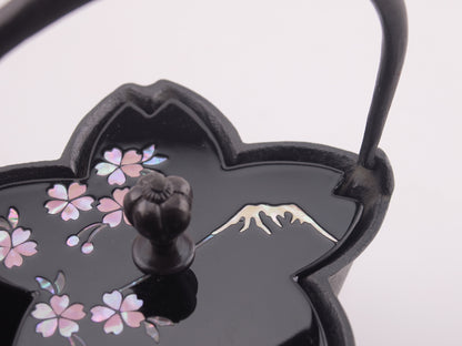 燗鍋  桜　黒漆 富士桜