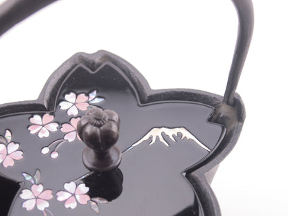 燗鍋  桜　黒漆 富士桜