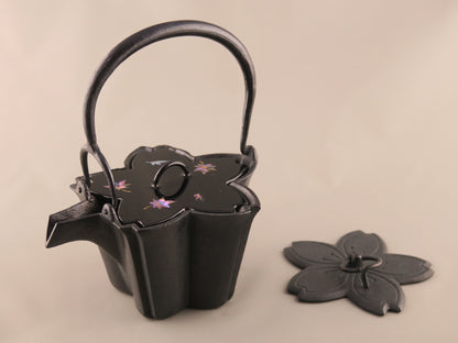 燗鍋　桜　黒漆 紅葉