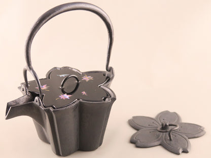 燗鍋　桜　黒漆 紅葉