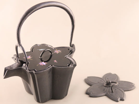 燗鍋　桜　黒漆 紅葉