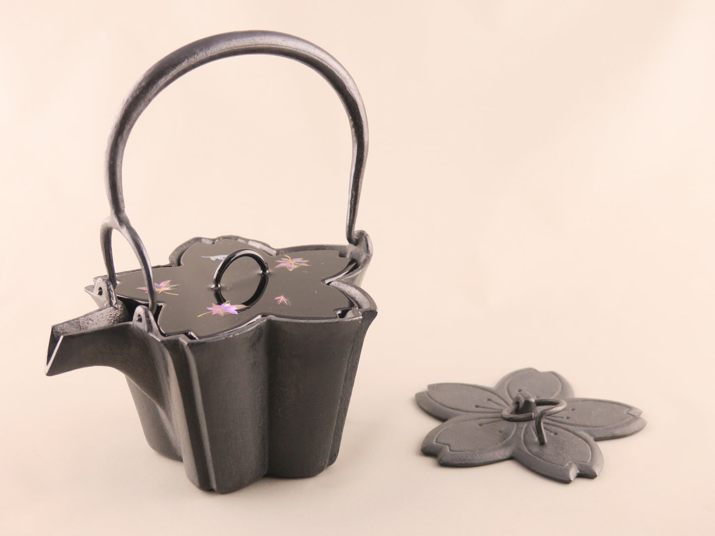 燗鍋　桜　黒漆 紅葉