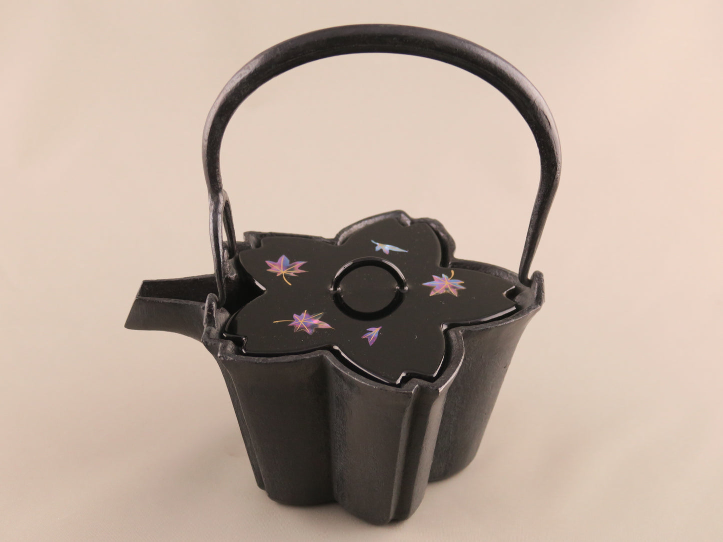 燗鍋　桜　黒漆 紅葉