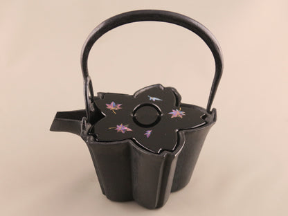 燗鍋　桜　黒漆 紅葉