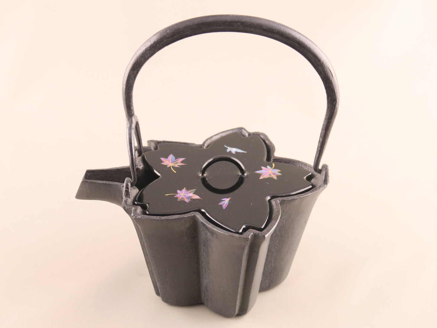 燗鍋　桜　黒漆 紅葉