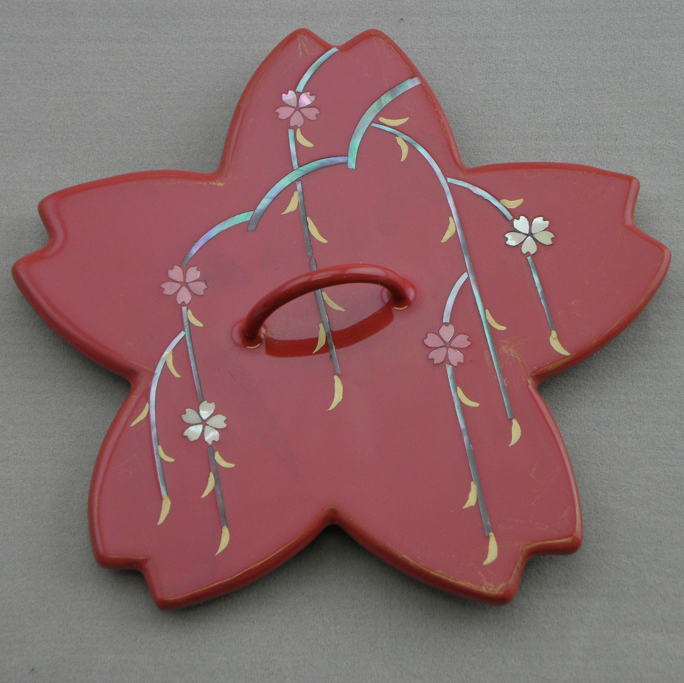 燗鍋　桜　赤漆 垂桜