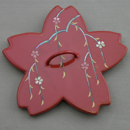 燗鍋　桜　赤漆 垂桜