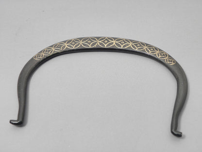 小鉄瓶　四方 D-2竹 弦 黒七宝（赤七宝）