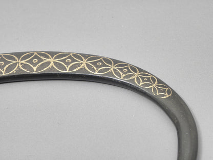 小鉄瓶　四方 D-2竹 弦 黒七宝（赤七宝）