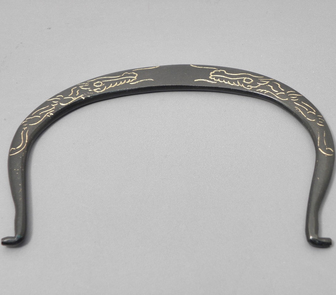 小鉄瓶　四方 D-1扇面 弦 黒龍（赤龍）