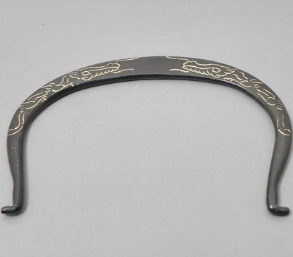 小鉄瓶　四方 D-1扇面 弦 黒龍（赤龍）