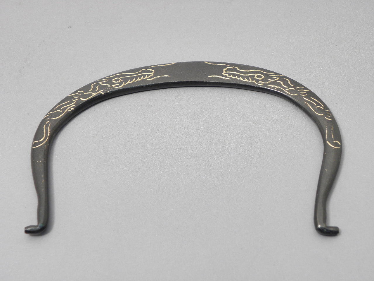 小鉄瓶　四方 D-1扇面 弦 黒龍（赤龍）