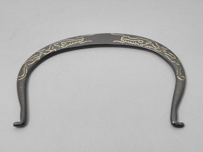 小鉄瓶　四方 D-1扇面 弦 黒龍（赤龍）