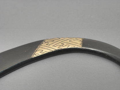 小鉄瓶　四方 D-1扇面 弦 黒紗綾（赤紗綾)