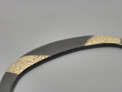 小鉄瓶　四方 D-1扇面 弦 黒紗綾（赤紗綾)