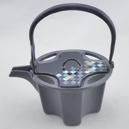 燗鍋　七宝　黒漆　市松