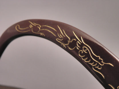 小鉄瓶　四方 D-1扇面 弦 黒龍（赤龍）