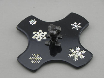 燗鍋　七宝　黒漆 雪の結晶
