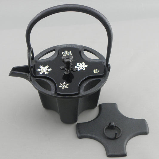 燗鍋　七宝　黒漆 雪の結晶