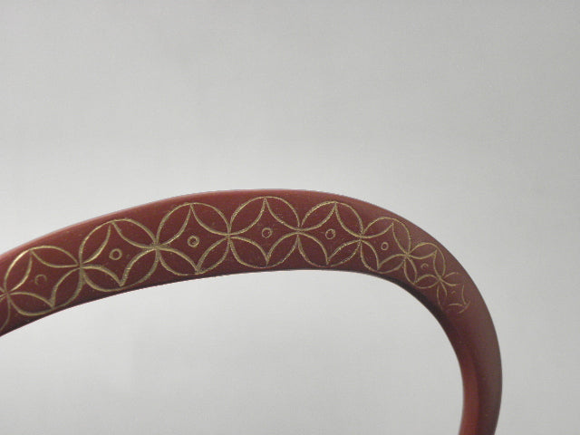 小鉄瓶 四方 D-1扇面 弦 黒七宝 (赤七宝）