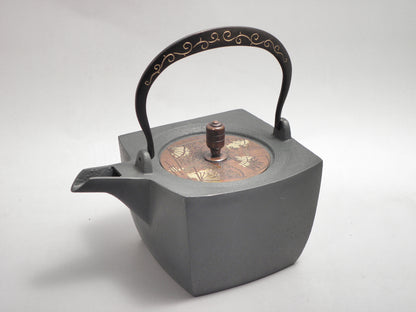 小鉄瓶 四方 D-1扇面 弦 黒唐草(赤唐草）