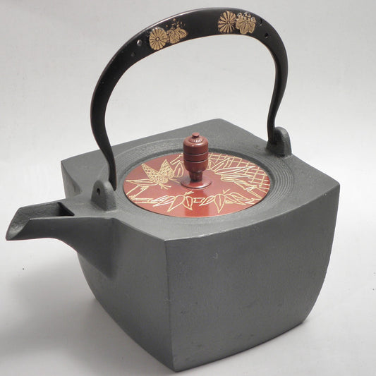 小鉄瓶　四方 D-2竹 弦 黒菊桐