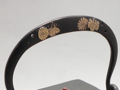 小鉄瓶　四方 D-2竹 弦 黒菊桐