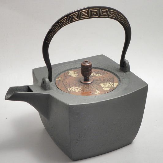 小鉄瓶　四方 D-1扇面 弦 黒雷門（赤雷門）