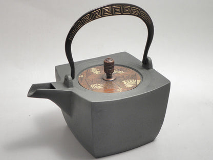 小鉄瓶　四方 D-1扇面 弦 黒雷門（赤雷門）