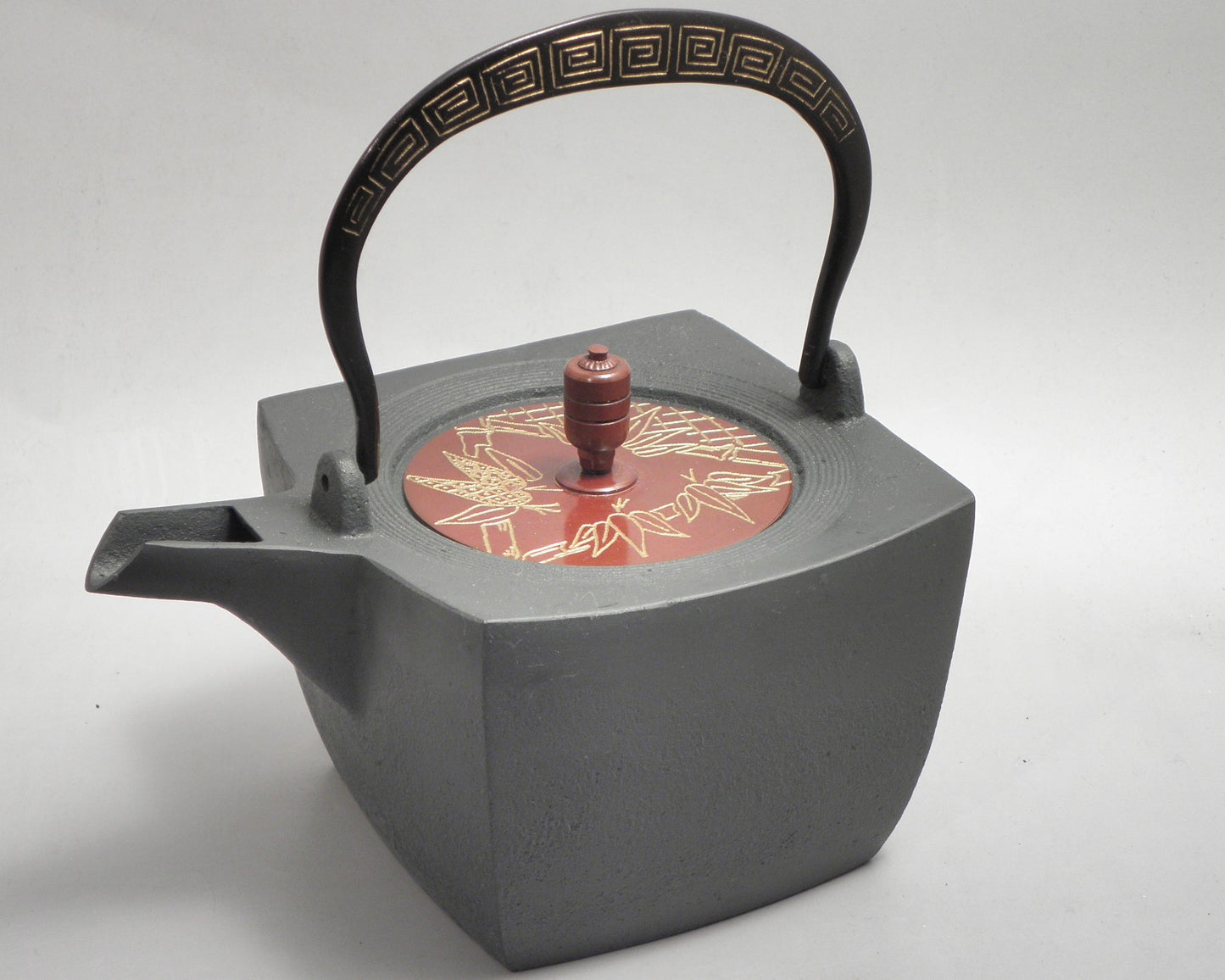 小鉄瓶　四方 D-2竹 弦 黒雷門（赤雷門）