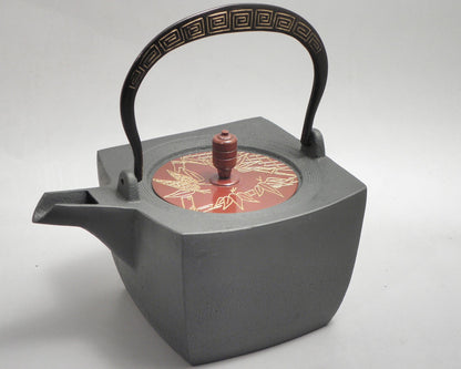 小鉄瓶　四方 D-2竹 弦 黒雷門（赤雷門）