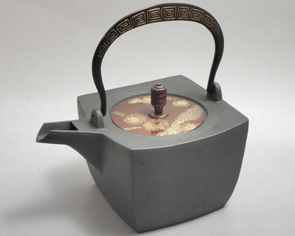 小鉄瓶 四方 D-9唐松 弦 黒雷門　(朱雷門)