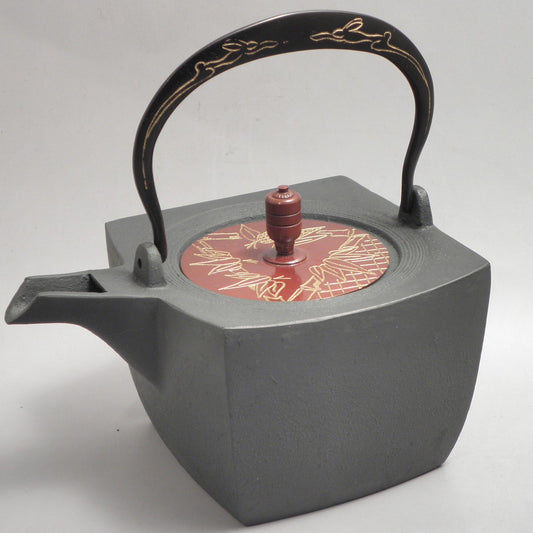 小鉄瓶　四方 D-2竹 弦 黒兎（赤兎）