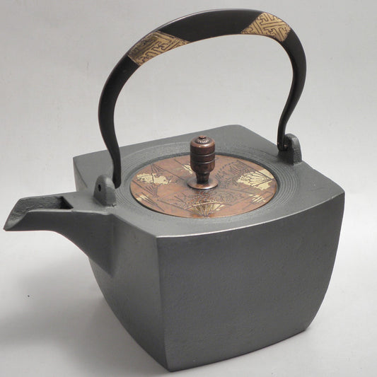 小鉄瓶　四方 D-1扇面 弦 黒紗綾（赤紗綾)