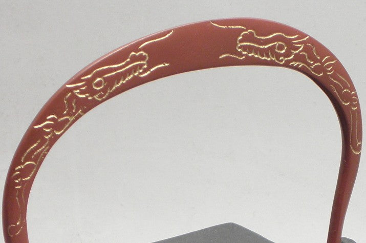 小鉄瓶　四方 D-1扇面 弦 黒龍（赤龍）