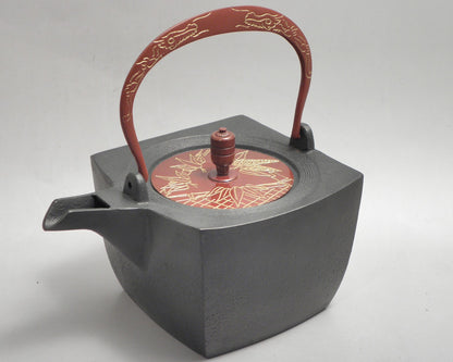 小鉄瓶　四方 D-2竹 弦 黒龍（赤龍）