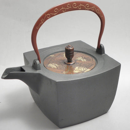 小鉄瓶 四方 D-1扇面 弦 黒唐草(赤唐草）