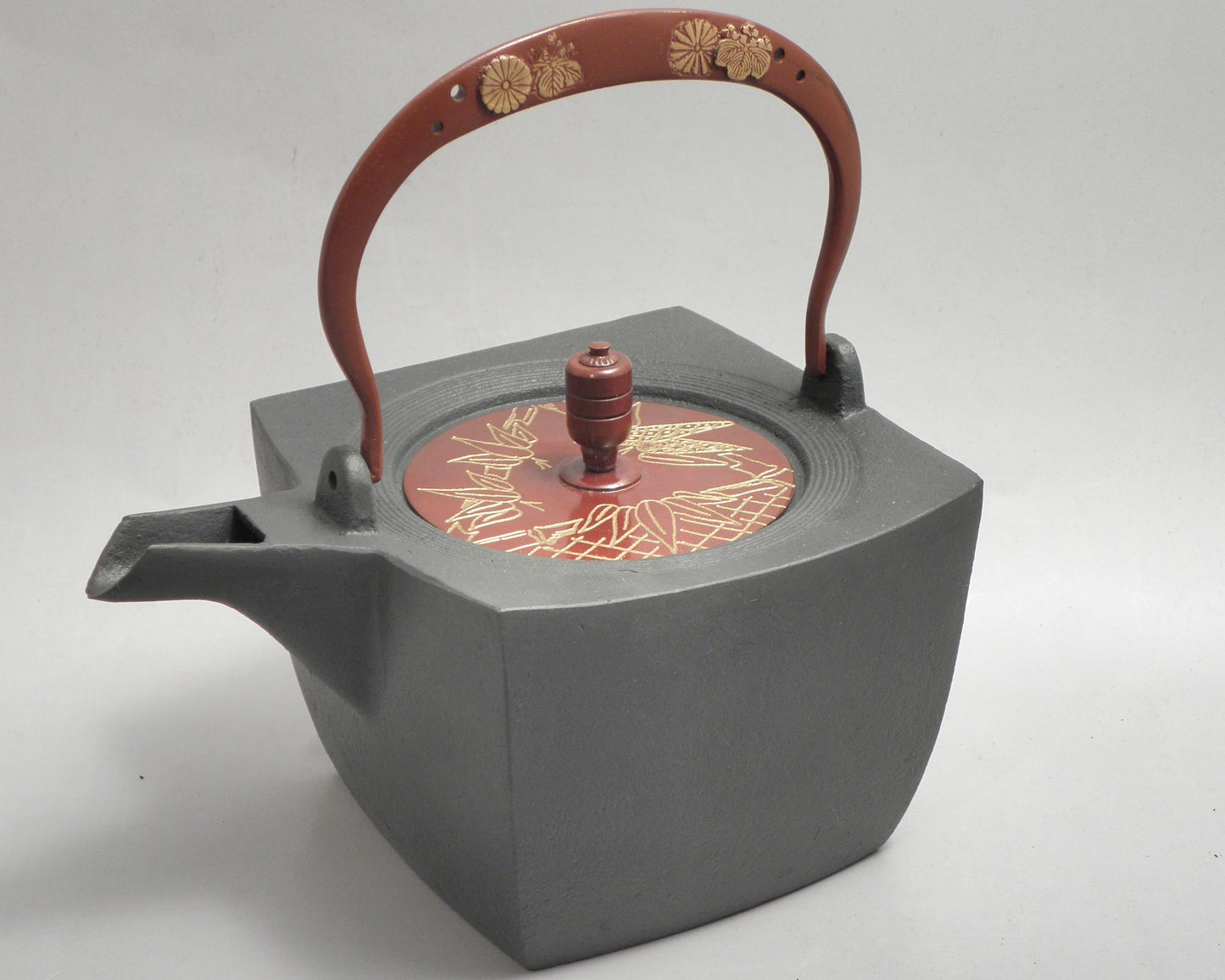 小鉄瓶　四方 D-2竹 弦 黒菊桐